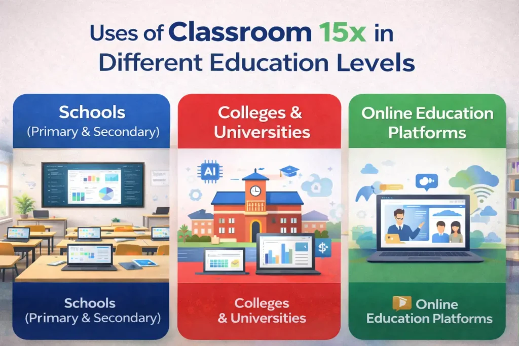 Uses of Classroom 15x in Different Education Levels