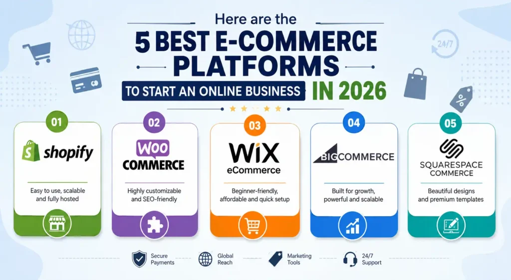 Here are the 5 Best E-Commerce Platforms To Start an Online Business in 2026