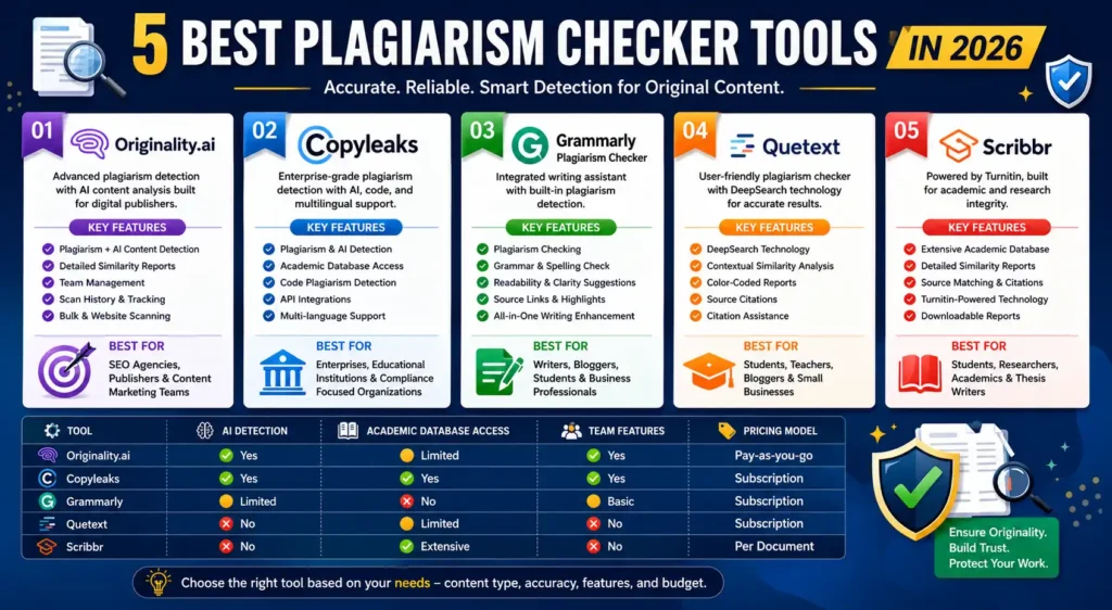 5 Best Plagiarism Checker Tools in 2026