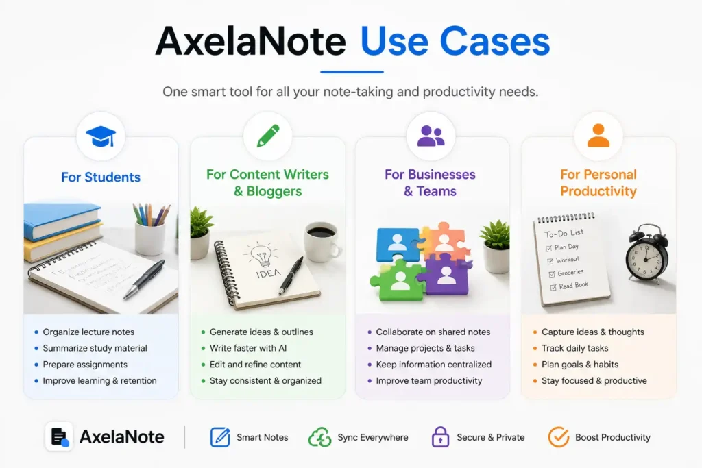 AxelaNote Use Cases